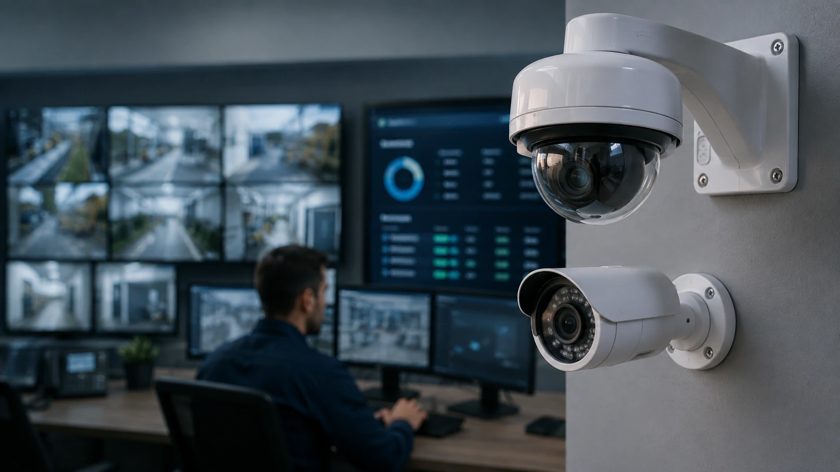 CCTV equipment used in a commercial security system.