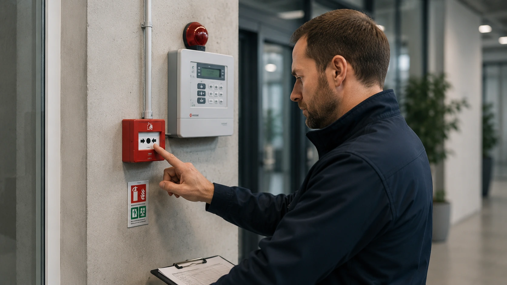 Fire alarm equipment in a commercial building.