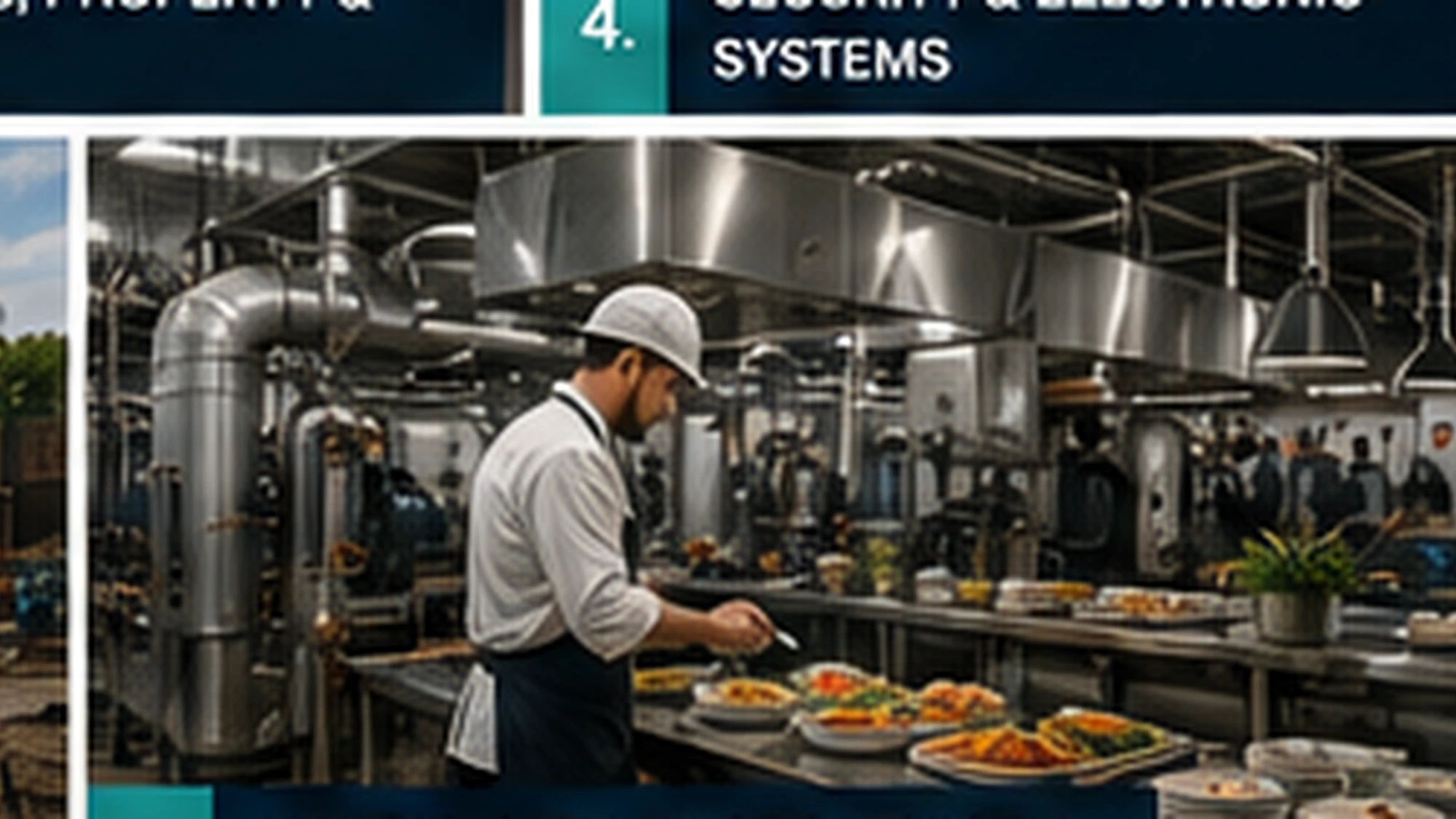Chef preparing food in a commercial kitchen.