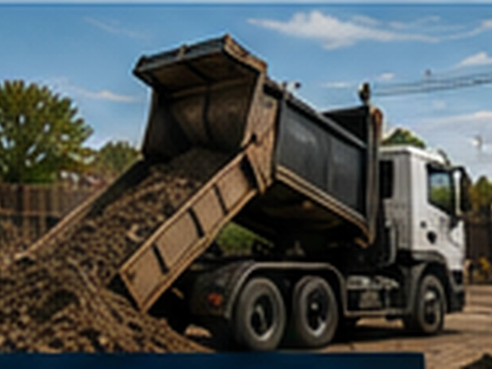 Tipper truck unloading material for a muck-away reconciliation review.