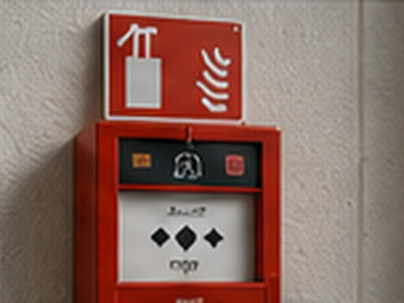 Wall-mounted fire alarm call point.